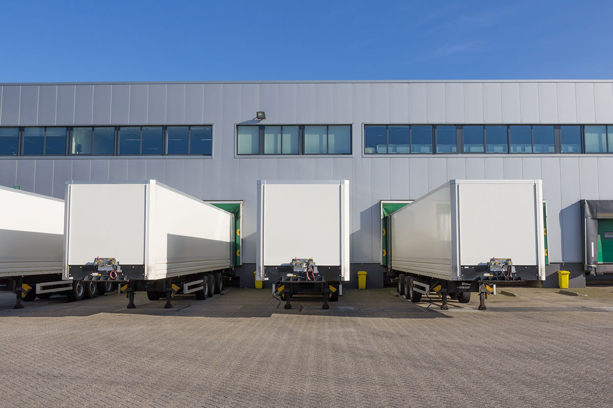 Photo of trailers docked at a docking station